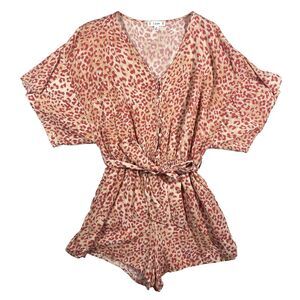 L Love Size Small Animal Print Romper Funky Boho Rayon Summer Festival Rayon